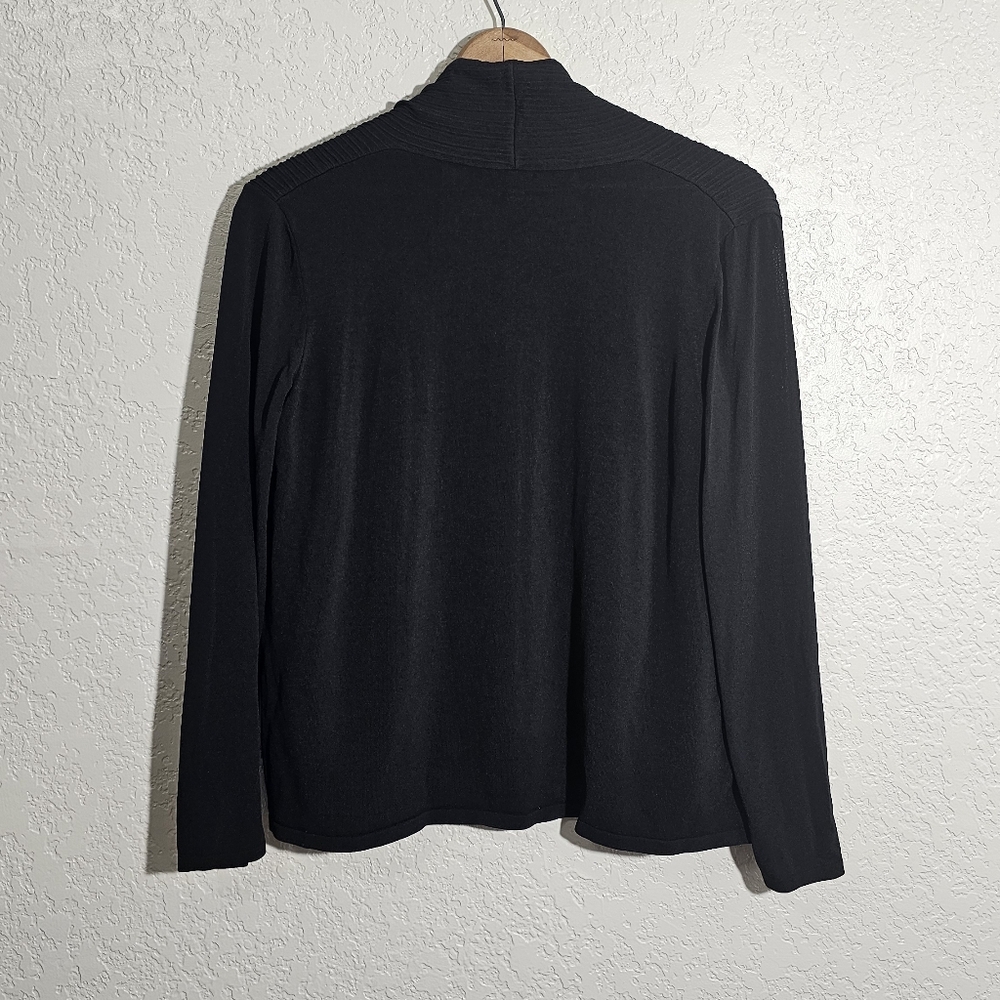 Maxmara Solid Black Crinkle Textured Cardigan - image 2